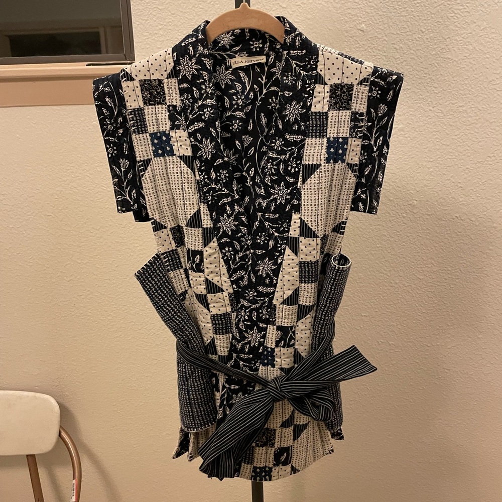 Ulla Johnson Cotton Sachi Vest in Navy Blue